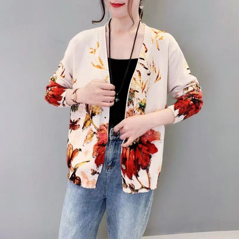 ニット レディース トップス セーター カーディガン フリーサイズ 1色 春 花柄 おしゃれ