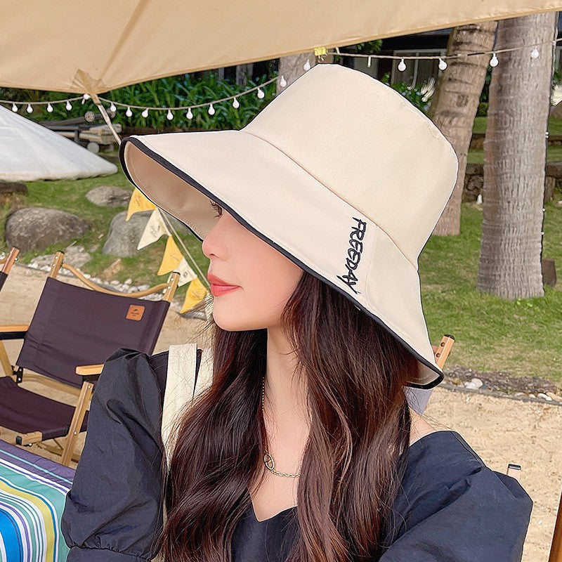 フィッシャーマンハット レディース 夏韓国 トレンディなトラベルシェーディング UVカット つばの広いフェイスビッグハット