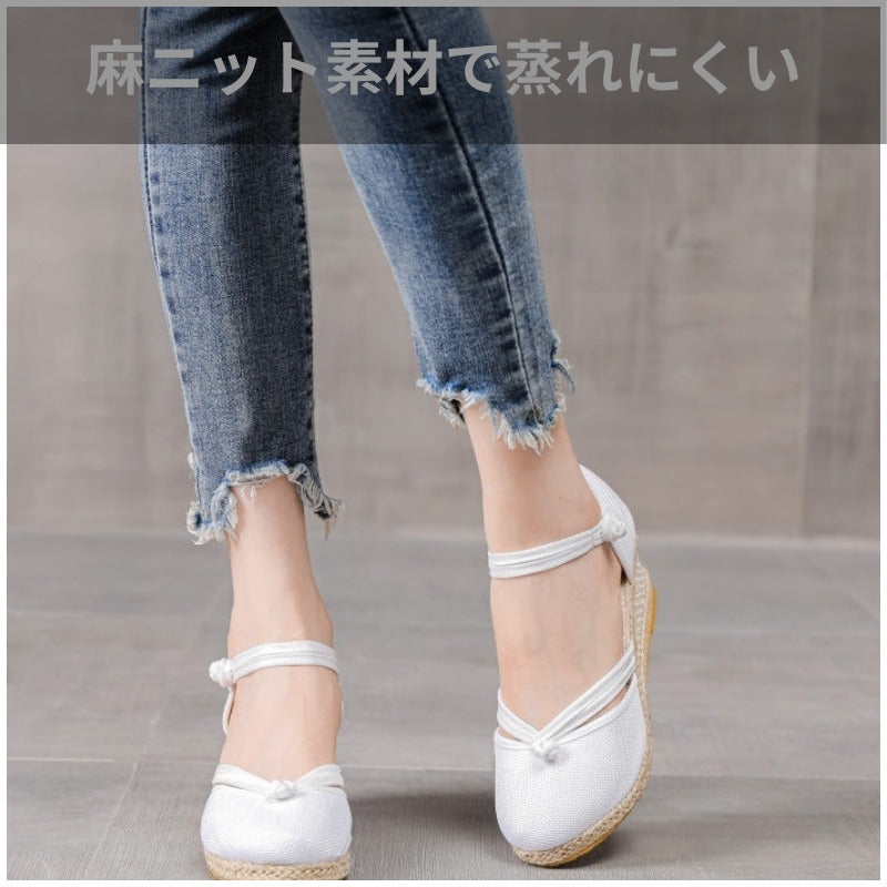 麻ニット素材で蒸れにくいサンダル