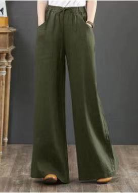 レディース ボトムズ ワイドパンツ 綿 麻 プラスサイズ ゆったりシルエット ８色