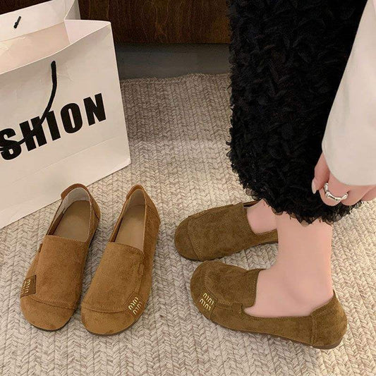 スリッポン フラットシューズ レディース 春夏 軽やか 通気性 つま先カバー フラットソール 歩きやすい キャメル カーキ 36 37 38 39 40