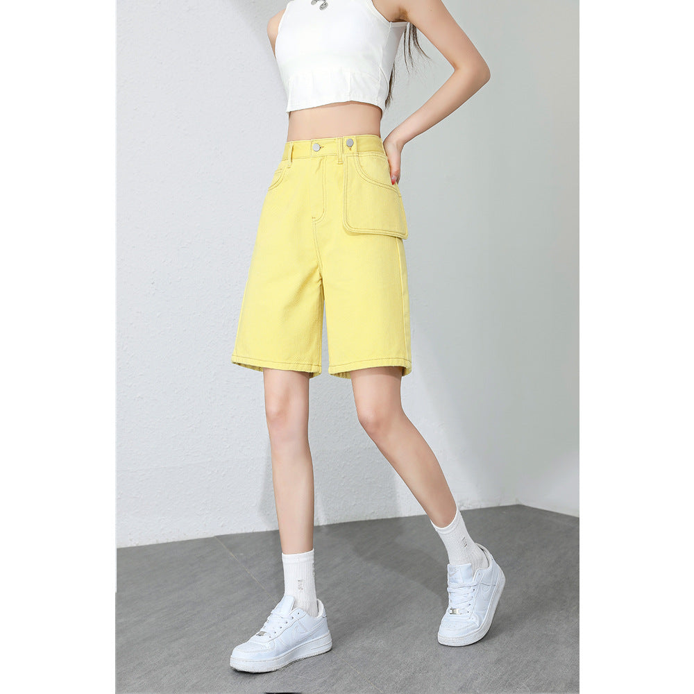 レディース ボトムス ショートパンツ 夏 ハイウエスト カジュアル ジーンズ ３カラー