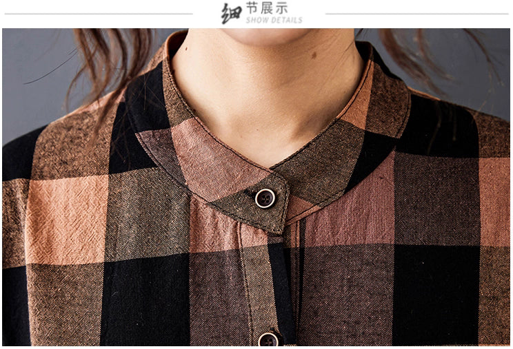 チェック シャツワンピース ロング 長袖 コットン100 レディース 秋冬 きれいめ ゆったり 大きいサイズ オフィス映え レッド グリーン ブラック M L XL 2XL