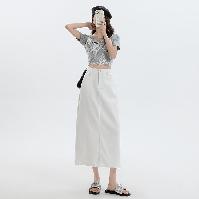 三防 天糸 デニム スカート レディース 春 夏 薄手 カジュアル