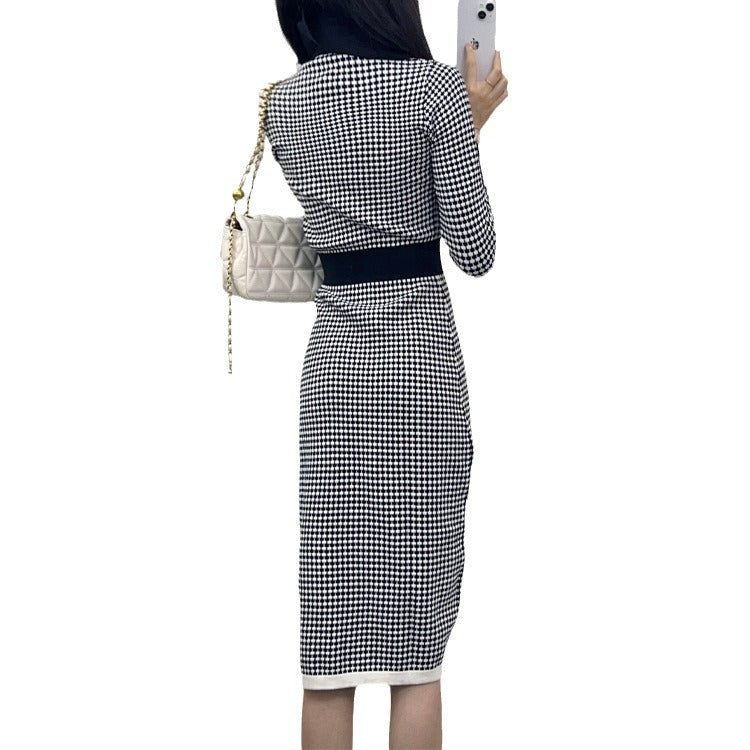 フレンチ風 春 ワンピース 高級感 ミディ丈 ニット レディース 上品 お姉さん風