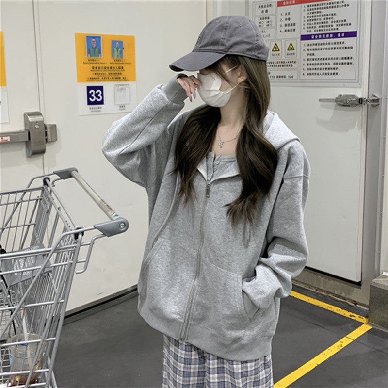 ジップアップ パーカー レディース 春夏 薄手 フード付き 羽織 カーディガン風 軽やか 通気性 冷房対策 きれいめ ライトグレー M