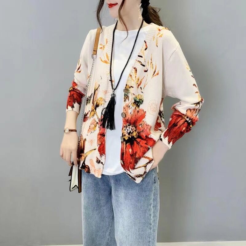 ニット レディース トップス セーター カーディガン フリーサイズ １色 春 花柄 おしゃれ