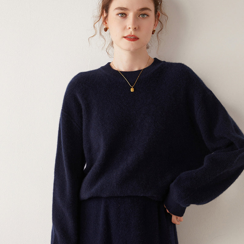 冬 レディース トップス おしゃれ 上品 カシミヤ セーター ラウンドネック 長袖 ロングスリーブ