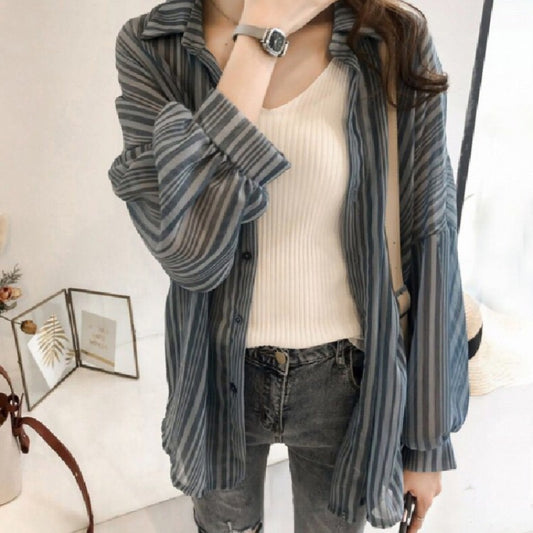 レディース　長袖　シフォンシャツ