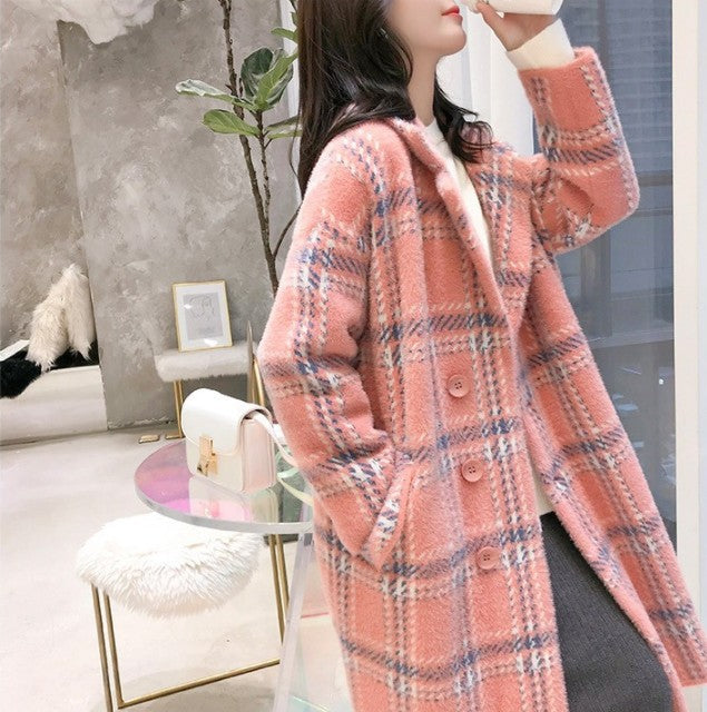 イミテーションミンクフリースコート ニューレディースニットセーターミドル丈プラスサイズミンクファールーズカーディガンジャケットレディース