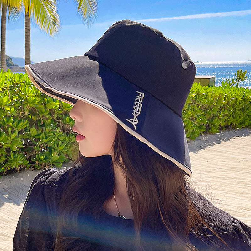 フィッシャーマンハット レディース 夏韓国 トレンディなトラベルシェーディング UVカット つばの広いフェイスビッグハット