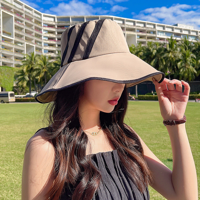 フィッシャーマンハット レディース 夏韓国 トレンディなトラベルシェーディング UVカット つばの広いフェイスビッグハット