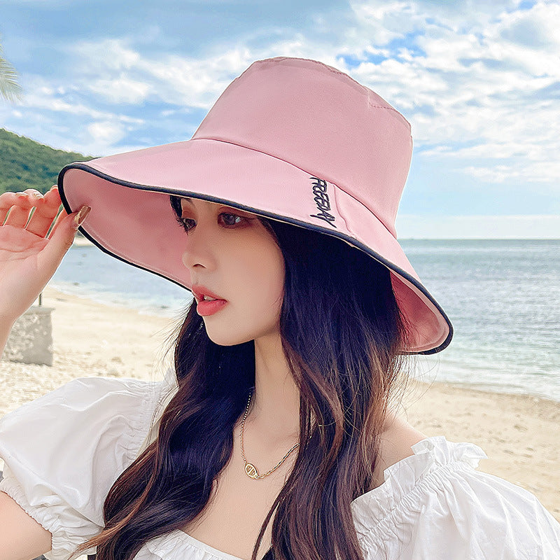 フィッシャーマンハット レディース 夏韓国 トレンディなトラベルシェーディング UVカット つばの広いフェイスビッグハット