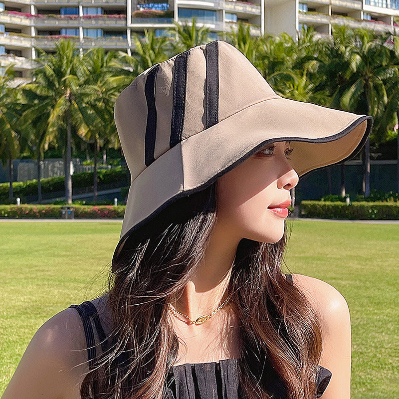 フィッシャーマンハット レディース 夏韓国 トレンディなトラベルシェーディング UVカット つばの広いフェイスビッグハット