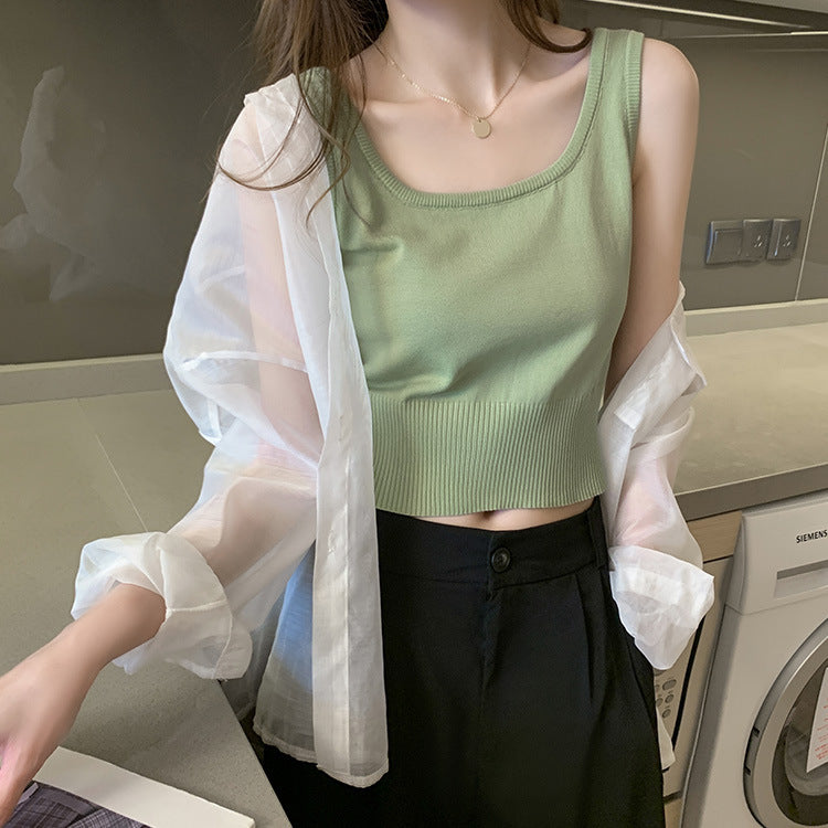 春夏女性用リアルショットニットキャミソール