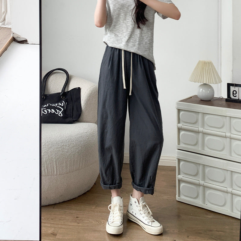 【綿100%】夏 レディース パンツ ハイウェストパンツ スリムフィット キャロットパンツ ルーズ カジュアル ストレートフィット ワイドレッグパンツ