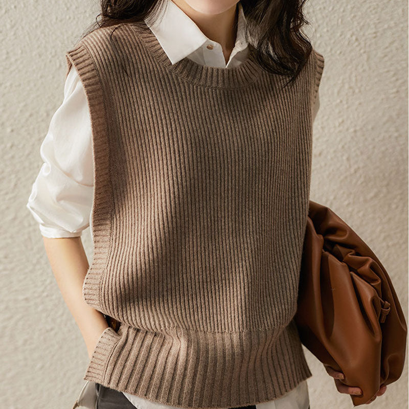 女性用ニットベスト 春秋新作アウターセーターベストファッションルーズカジュアルスタッキングノースリーブウエストコート