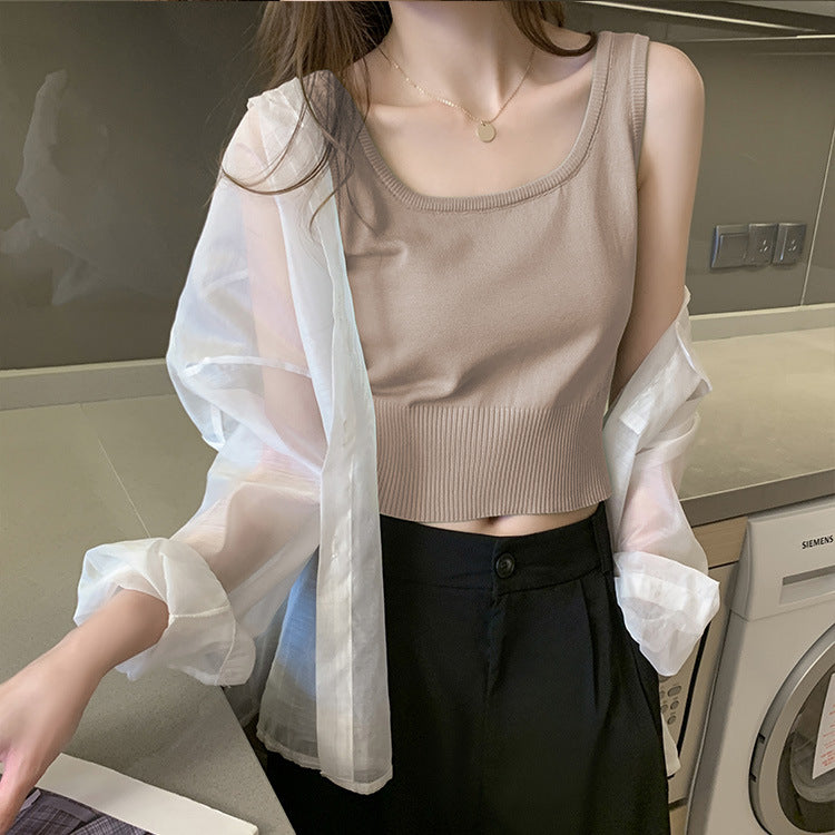 春夏女性用リアルショットニットキャミソール