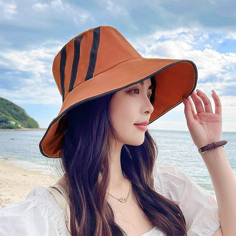 フィッシャーマンハット レディース 夏韓国 トレンディなトラベルシェーディング UVカット つばの広いフェイスビッグハット