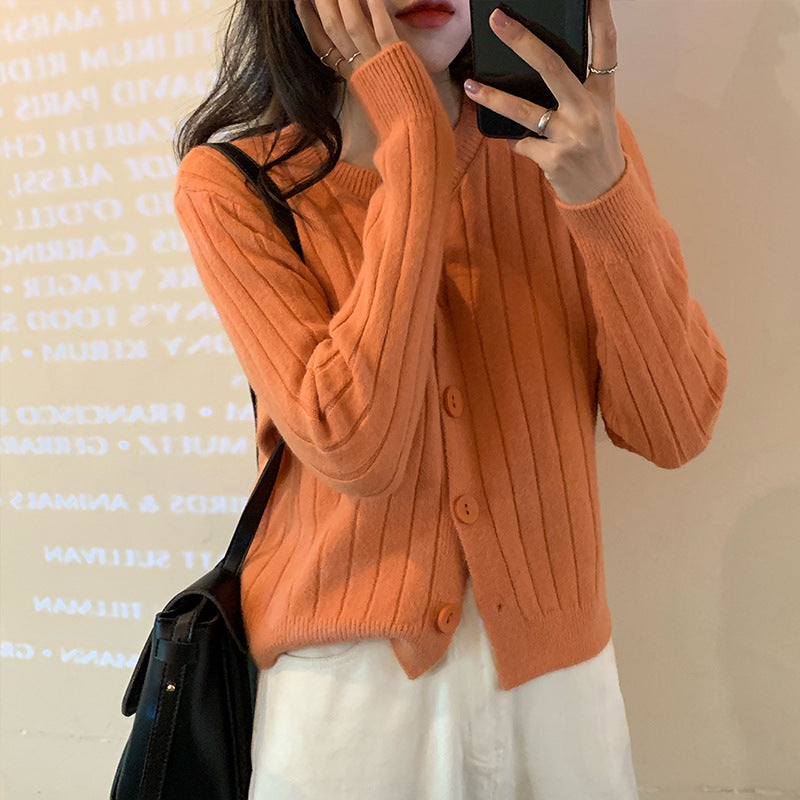 セーター女性春韓国ゆったりアウターウェアスリム学生ピットレトロスタイル秋用カーディガンスモールジャケット