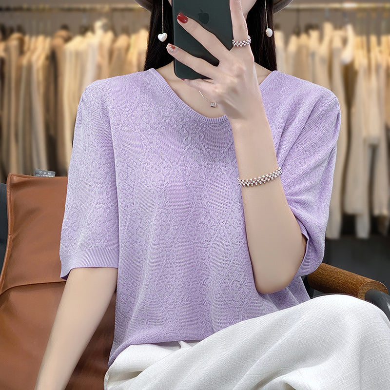 薄手ニットＴシャツ　ゆったり高級感